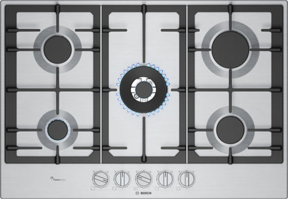 Bosch PCQ7A5I90 Series 6 75cm 5 Burner Gas Hob - Stainless Steel
