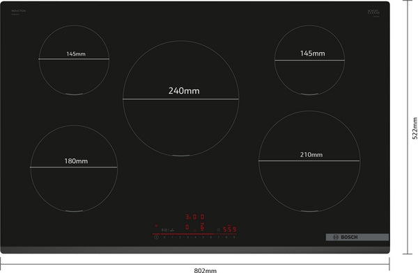 Bosch PIV831HB1E Series 6 80cm 5 Zone Induction Hob