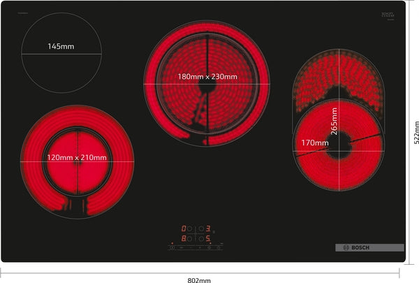 Bosch PKH811BB1D Series 4 80cm 4 Zone Ceramic Hob