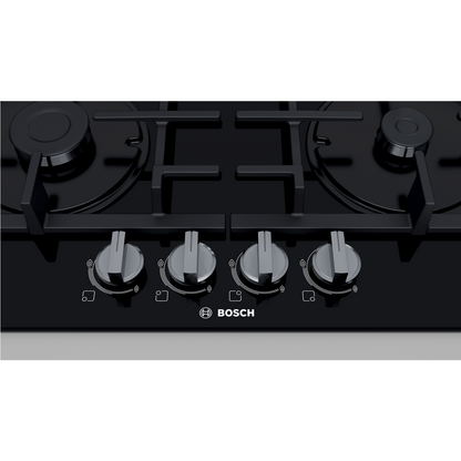 Bosch PNP6B6B90 Serie 4 60cm Gas-on-glass 4 Burner Gas Hob - Black