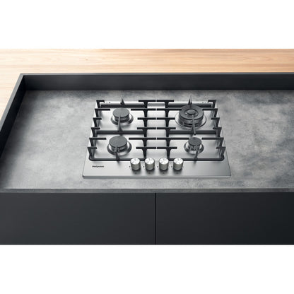 Hotpoint PPH60GDFIXUK 59cm 4 Burner Gas Hob - Stainless Steel