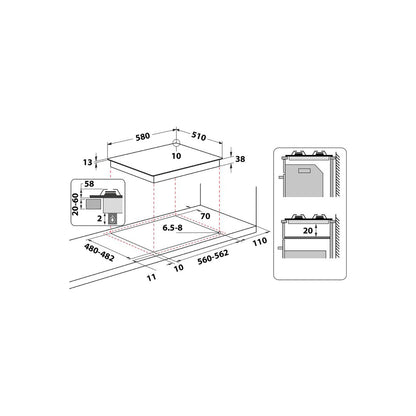 Hotpoint PPH60GDFIXUK 59cm 4 Burner Gas Hob - Stainless Steel