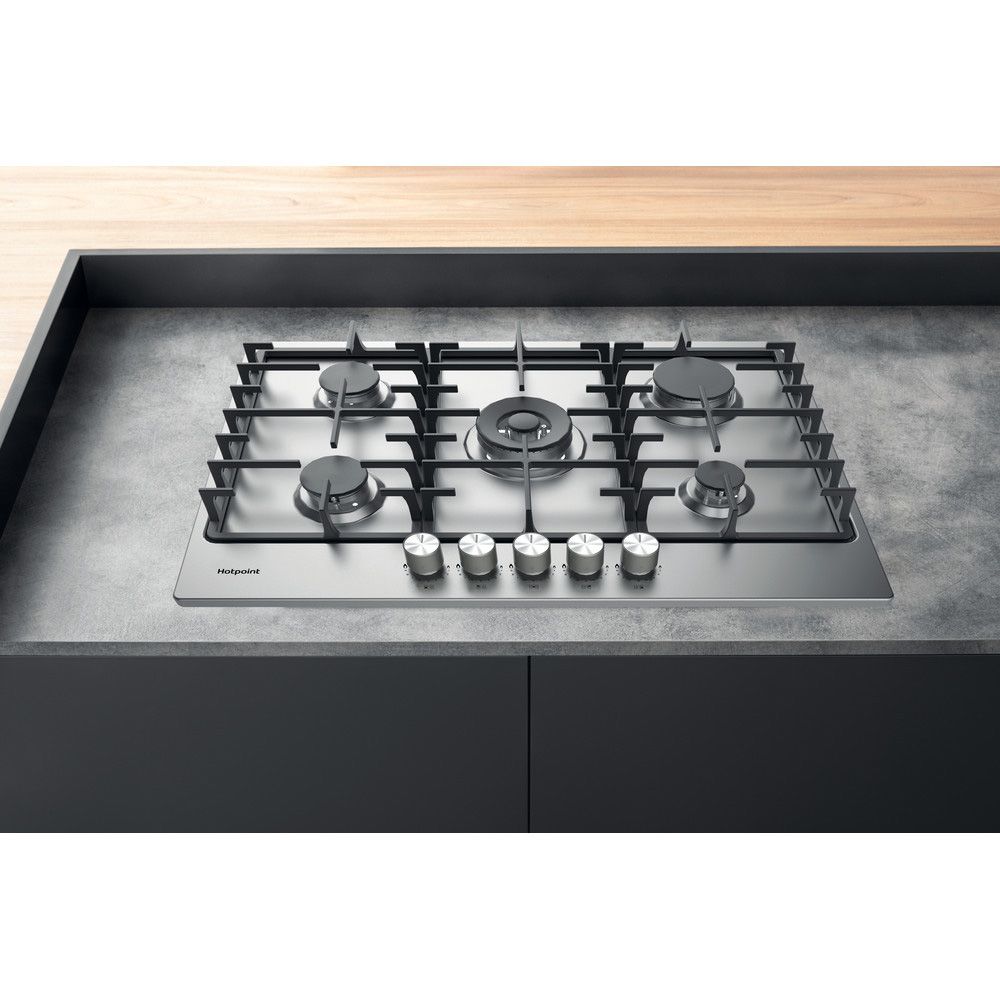 Hotpoint PPH75GDFIXUK 75cm 5 Burner Gas Hob - Stainless Steel
