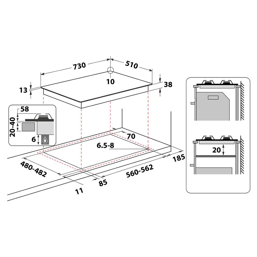 Hotpoint PPH75GDFIXUK 75cm 5 Burner Gas Hob - Stainless Steel