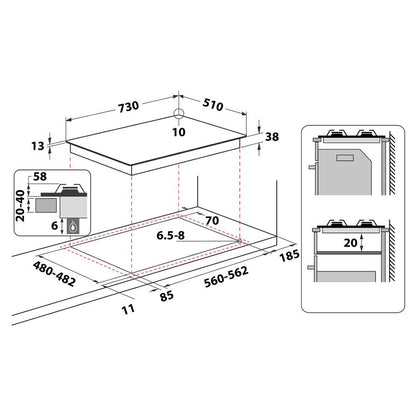 Hotpoint PPH75GDFIXUK 75cm 5 Burner Gas Hob - Stainless Steel