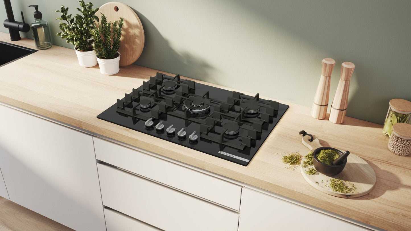 Bosch PPQ7A6I40 Black Glass 5 Burner Gas Hob