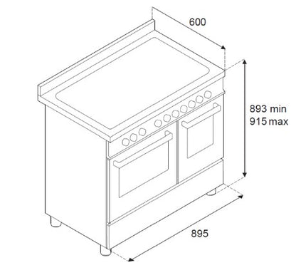Bertazzoni PRO96L2EBIT2 Professional Series 90cm Dual Fuel Range Cooker - White