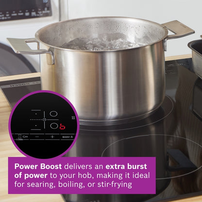Bosch PUG61RAA5B Series 2 60cm 4 Zone Induction Hob With Boost Zone
