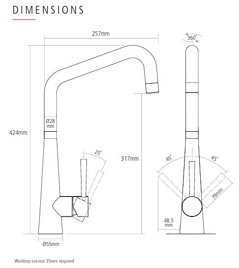 Caple RIDQ/GD Ridley Quad Gold Single Lever Tap - Gold