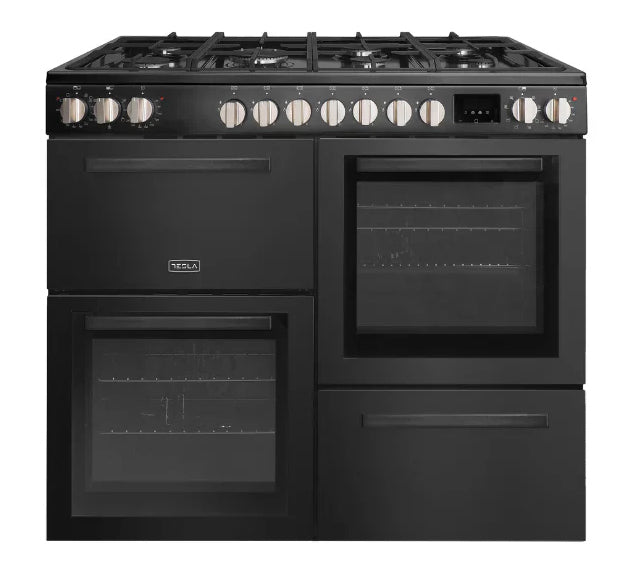 Tesla T100MCDFRCB Level 3 100cm Dual Fuel Range Cooker - Black