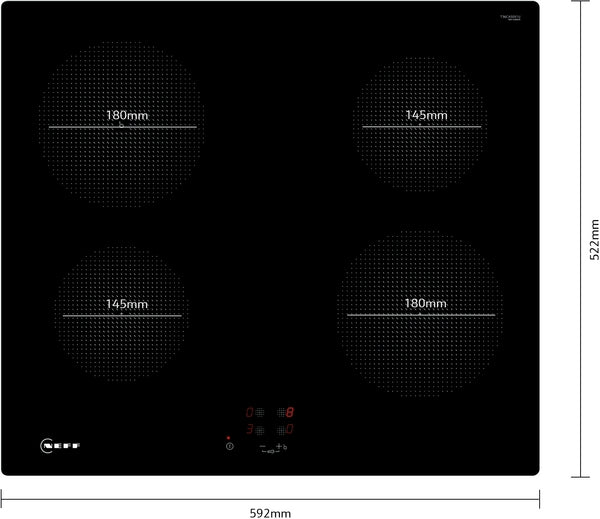 Neff T36CA50X1U N30 60cm 4 Zone Plug & Play Induction Hob - Black