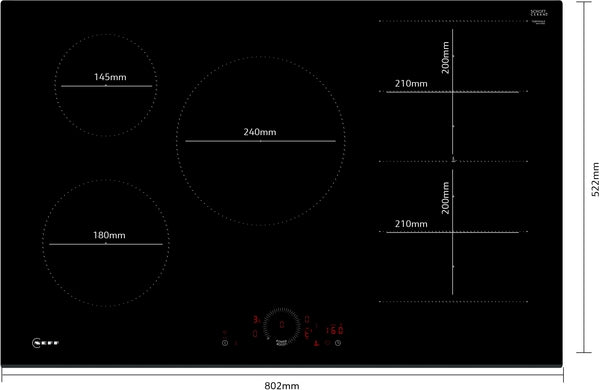 Neff T68FHV4L0 N70  80cm Wide 5 Zone Induction Hob - Black