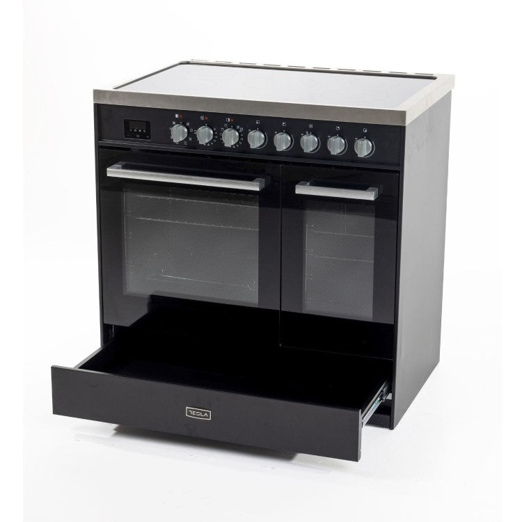 Tesla T90DCRCB 90cm Range Cooker - Black