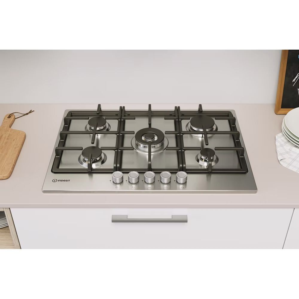 Indesit THP 751 W/IX/I 75cm 5 Burner Gas Hob - Stainless Steel