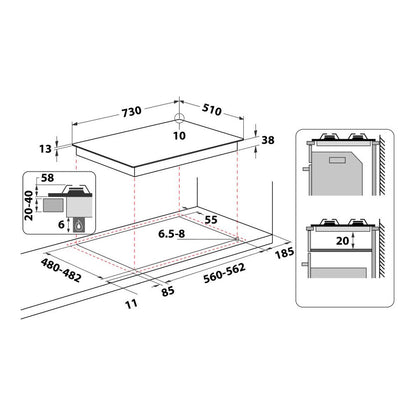 Indesit THP 751 W/IX/I 75cm 5 Burner Gas Hob - Stainless Steel