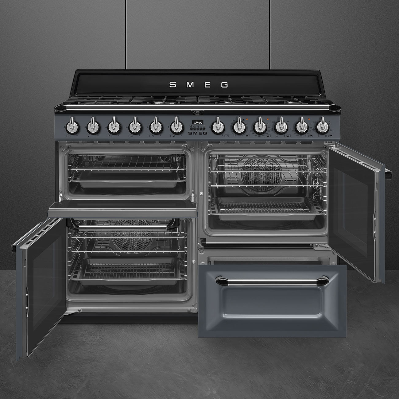 Smeg TR4110GR Victoria 110cm Dual Fuel Range Cooker - Slate Grey