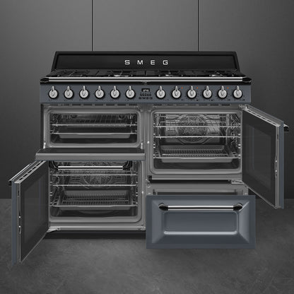 Smeg TR4110GR Victoria 110cm Dual Fuel Range Cooker - Slate Grey