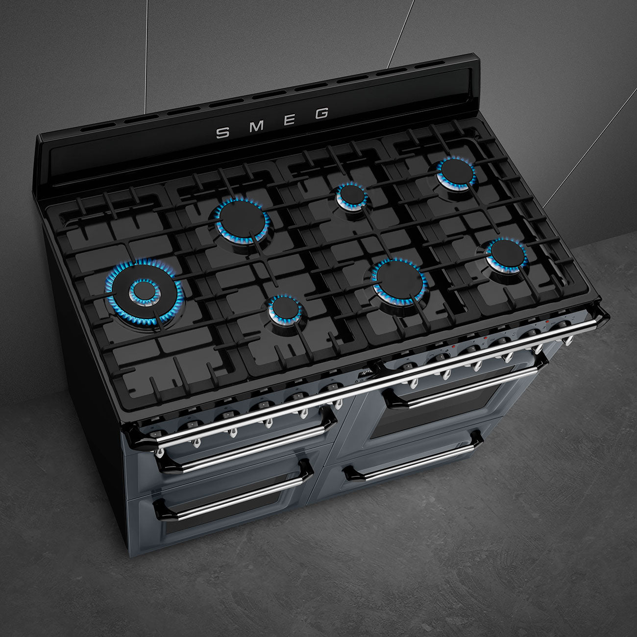 Smeg TR4110GR Victoria 110cm Dual Fuel Range Cooker - Slate Grey