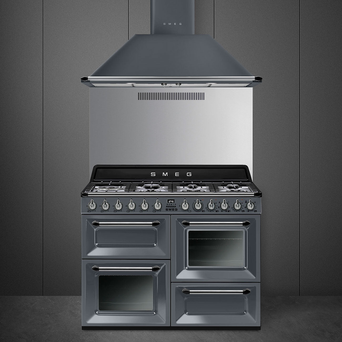 Smeg TR4110GR Victoria 110cm Dual Fuel Range Cooker - Slate Grey