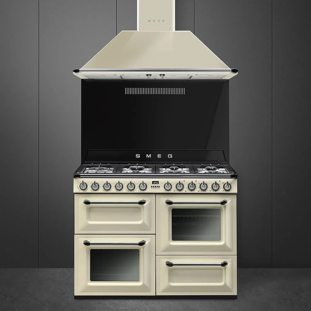 Smeg TR4110P1 110cm Victoria Dual Fuel Range Cooker, Cream