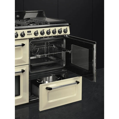 Smeg TR4110P1 110cm Victoria Dual Fuel Range Cooker, Cream