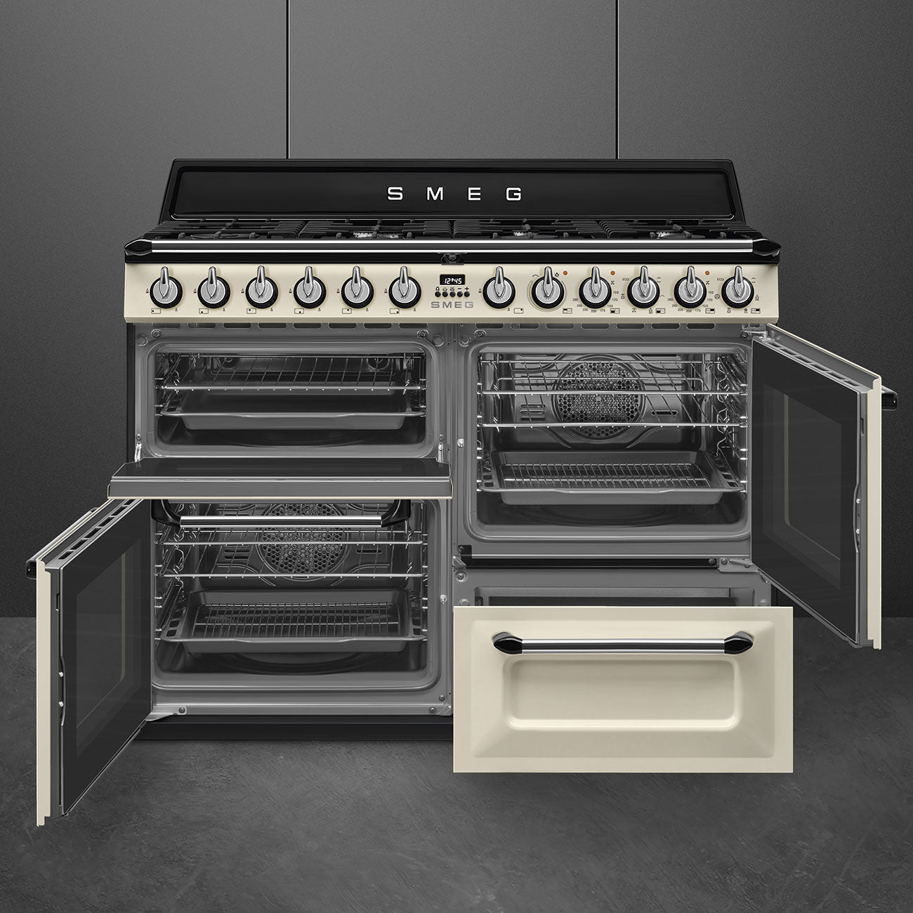 Smeg TR4110P1 110cm Victoria Dual Fuel Range Cooker - Cream
