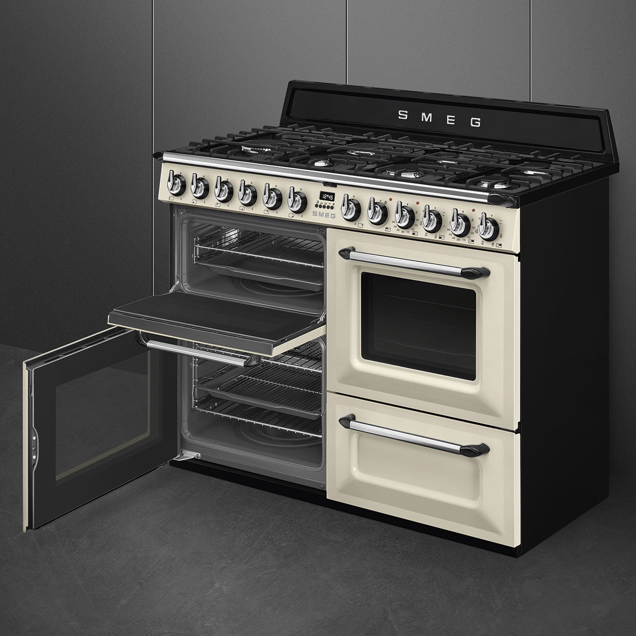 Smeg TR4110P1 110cm Victoria Dual Fuel Range Cooker - Cream