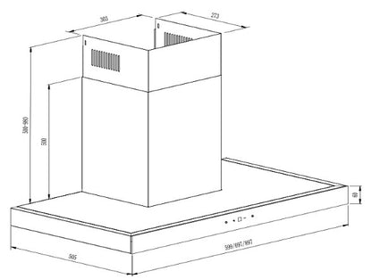 Cata UBSBOX60SS 60cm Box Chimney Hood - Stainless Steel