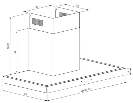Cata UBSBOX90BK 90cm Box Chimney Hood - Black