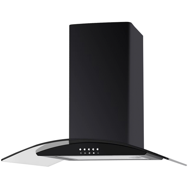Cata UBSCG60BK 60cm Curved Glass Chimney Hood - Black