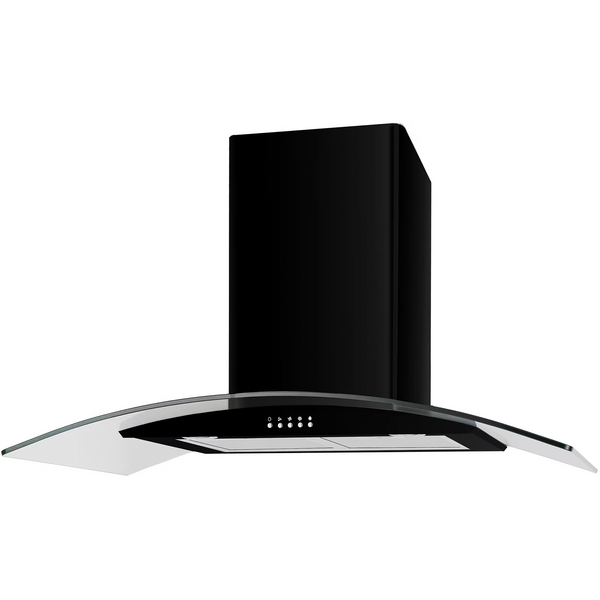 Cata UBSCG90BK 90cm Curved Glass Chimney Hood - Black