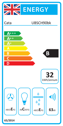Cata UBSCH90BK 90cm Black Chimney Hood