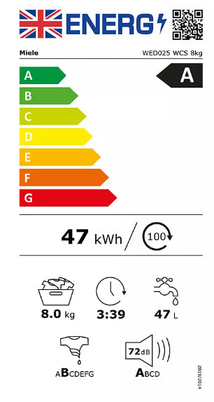 Miele WED025WCS 8kg Washing Machine Freestanding - Lotus White