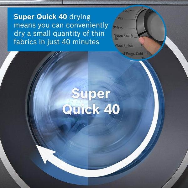 Bosch WQG245R1GB Series 6 9 kg Heat Pump Tumble Dryer - Cast Iron Grey