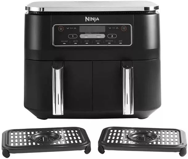 Ninja air fryer with two baskets on a white background