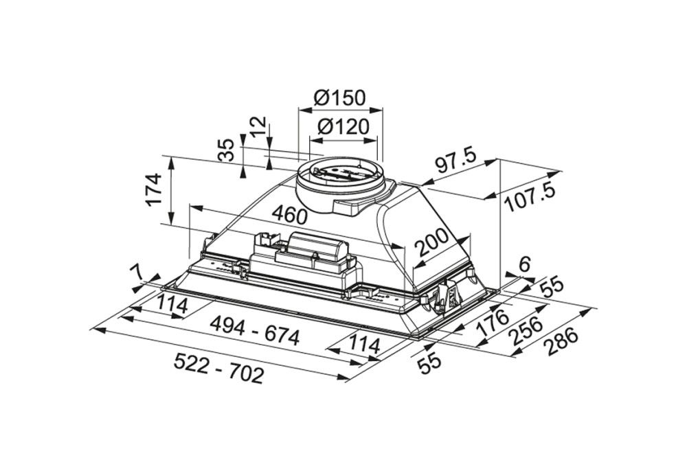Franke FBI 705 XS HCS Silver Canopy Hood
