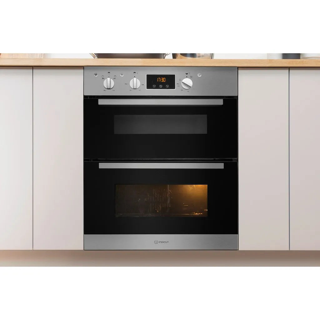 Indesit Aria IDU 6340 IX Electric Built-Under Oven - Stainless Steel and Black