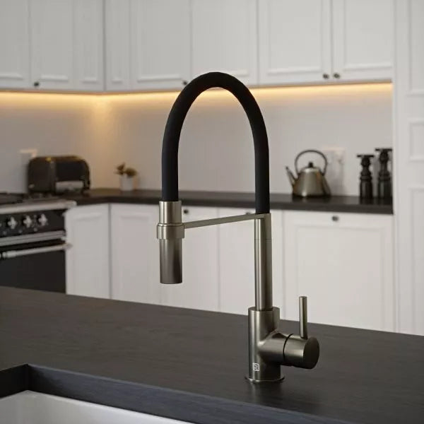 Vibrance Tube Gun Metal Pullout Spout Single Lever Kitchen Sink Mixer Tap
